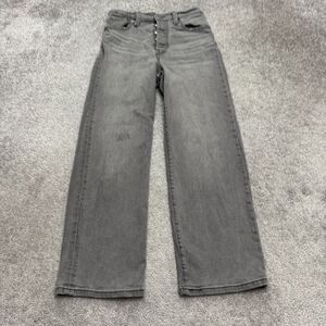 Levi's Ribcage Straight Leg Ankle Denim Jeans Women 26 Gray High Rise Button Fly